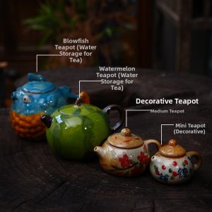 Hand-painted River Puffer Fish Pot Ceramic Tea Set