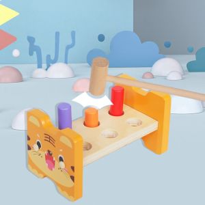 Montessori Wooden Hammer Toy Children Fine Motor Training Sensory Game Color Cognition Set Educational Toy For Autistic Children
