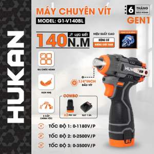Máy Chuyên Vít BÚA HUKAN G1-V140BL 140 N.M Hiệu Suất Cao Động Cơ Không Chổi Than 1/4" Inch Đầu Vít Đa Chức Năng 3 Cấp Tốc Độ Combo Đầu Vít