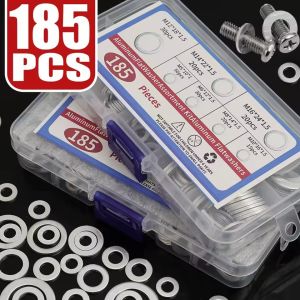 185pcs Oil Drain Plug Gasket Kit Aluminum Washer Seal Ring Assortment M5-M16 Car Sump Plug Gaskets Set with Box Auto Accessories