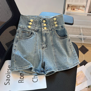 High Waist Denim Shorts Summer Fashion Pear Shape Body Slimming Versatile Shorts Belly Covering Trendy Womens Jeans Shorts