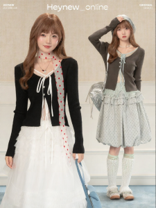 loveheynew | Áo Cardigan Len Ôm Body Gợi Cảm Kiểu Giả Hai Mảnh