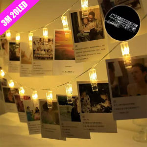 3M LED String Fairy Lights Photo Clip Garland Lights Battery Operated Christmas Lights Holiday Light Decoration for Wedding Room