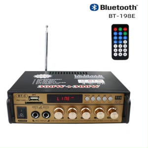 เครื่องขยายเสียง 600W สเตอริโอHIFI ไร้สายบลูทูธ วิทยุ FM amplifier  USB แฟลชไดรฟ์ SD CARD มินิ 2CH จอแสดงผล LCD BT-198E