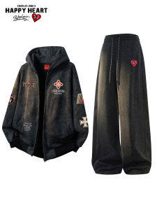 CHARLES JANGS HAPPY HEART | American Style Hooded Sweater Set Trousers
