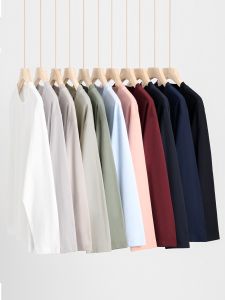 Buy One Get One Free 100% Pure Cotton Long Sleeve T-Shirt 230g Autumn Base Shirt Women White Top Men Inner Wear Overhead Shirt