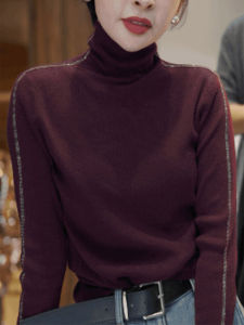 Elegant French Design Slim Fit Trendy Turtleneck Knit Base Shirt for Women Spring 2026