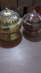 MJ Tempat Bakar Dupa Lingkar 24Jam / Tahio 12 Jam dengan Tutup / Ta Hio Bakar Dupa Tembaga Anti Karat