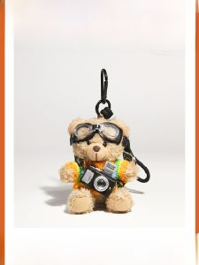 Original Photography Plush Toy Bear Keychain Cute Doll Bag Car Key Holder Backpack Bookbag Hanging Ornament