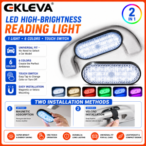 EKLEVA Car LED Lights Interior USB Rechargeable Car Atmosphere Reading Light With 6 Colors Cycling Tail Lights Car Interior LED Night