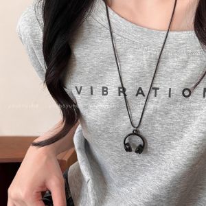 สร้อยคอจี้หูทองแดงสีเงิน สร้อยคอสตรี แฟชั่นฤดูใบไม้ร่วง/ฤดูหนาว จี้หูยาว สร้อยคอสเวตเตอร์ จี้หูแฟชั่นใหม่ 2025