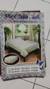 Taplak Alas Meja Makan Vinyl Kotak Kursi 8