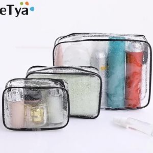 3Pcs Transparent PVC Bags Travel Organizer Clear Makeup Bag Beautician Cosmetic Bag Beauty