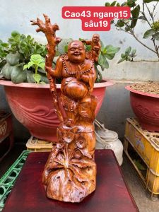 Tượng Phật Di Lạc gỗ Sưa cao 43cm ngang 15 sâu 19 cm chưa tính kỉ