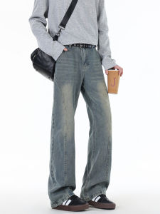 Washed Vintage High Street Style Mens Jeans Loose Straight Leg Trousers Autumn Spring Fashionable Brand Slimming Effect