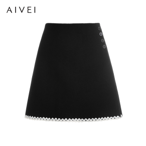 AIVEI | Autumn Sweet Shell Embroidery A-Line High Waist Skirt
