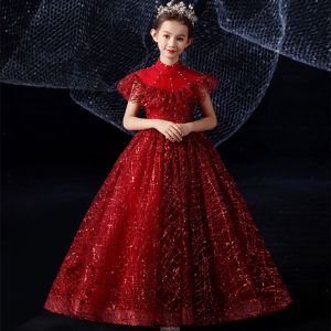 Host Costume Womens Dignified Elegant Dress Banquet Temperament Student Long Piano Playing Princess Pettiskirt