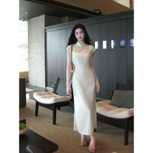 New Chinese Style Hollow Lace and Tassel Dress