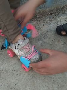 TIDEBUY Double Roller Skates for Girls Adjustable 4 Wheels Roller Skates for Kid Shoes Protective Gear Included Helmet