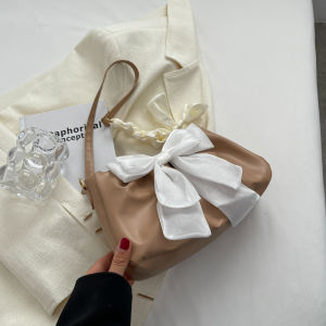 Fashionable Butterfly Knot Folded Bag Womens Underarm Bag Summer New Style Versatile Single Shoulder Bag Soft PU Magnetic Buckle