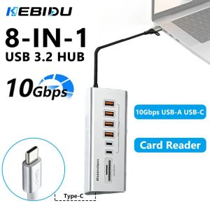 kebidumei | KEBIDUMEI 10Gbps USB 3.2 GEN 2 Docking Station 8 Ports USB-C HUB Type C Splitter Data Transfer Adapter Card Reader For PC Laptop
