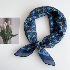 Khăn Tròn Nhỏ Bằng Vải Lanh Cotton Họa Tiết Hoa Lá Phong Cách Hàn Quốc Mùa Xuân Hè Đa Năng Trang Trí Khăn Choàng Cổ