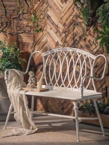 Elegant Refined Wabi Sabi Iron Double Seater Chair