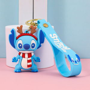 Christmas Stitch Keychain Cute Holiday Stitch Keyring Charms for Women Girls Kawaii Xmas Gift for Backpack  Car Keys Festive