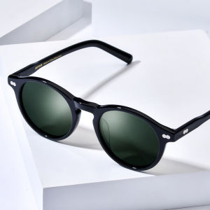 HEPIDEM Acetate Kính mát phân cực nữ mới trong thời trang thương hiệu nổi tiếng thiết kế tròn kiểu retro cổ điển Kính râm Y2K miltzen 9401-t