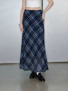 Unifree | American Retro Gingham High Waist Slim Fitting Skirt