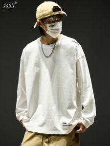 Áo Thun Nam Tay Dài Màu Đen Thường Ngày Phong Cách Mỹ Rộng Rãi Thoải Mái Chất Liệu Cotton Mùa Thu 2025 Áo Nỉ Thêu