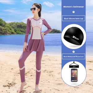 XTEP | Conservative Plus Size Long Sleeve & Pants Swimsuit