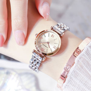 Elegant Waterproof Small Dial Vintage Womens Watch Quartz Movement Stainless Steel Band Butterfly Buckle Mineral Glass Face