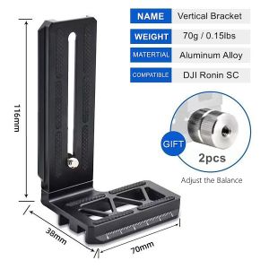 L Shape Bracket Vertical Quick Release Mount Plate for DJI Ronin SC Gimbal Aluminum Alloy with Counter Weights Adjust Balance
