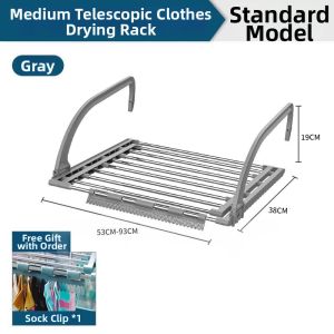  xianxunxue | Stainless Steel Foldable No-Drilling Clothes Drying Rack Balcony