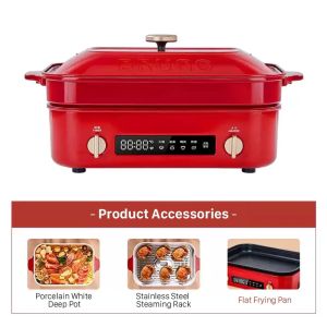 BRUNO GEN.2 Compact Hot Plate Multi-Purpose Cooker (Bake/Grill/Stew/Fry/Steam) Trays BOE-123