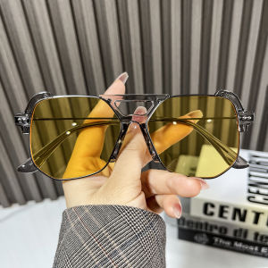Yellow Sunglasses Men K-style Tide to Make Big Face Thin-Looked Asymmetrical Polygonal Sunglasses UV Protection Driving