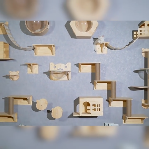 【SG SELLER】DIY Wall-Mounted Solid Wood Cat Climbing Frame Cat House Scratching Board Jumping Platform Cat Furniture Accessories