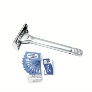 Dao Cạo An Toàn Hai Lưỡi Bằng Thép Không Gỉ Butterfly Dùng Cho Cạo Ướt - Bao Gồm 10 Lưỡi Dao Platinum - Chất Lượng Chuyên Nghiệp Dành Cho Nam & Nữ