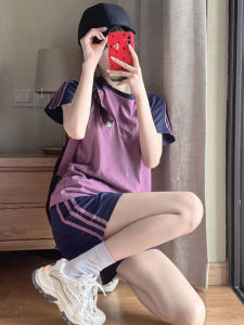 Womens Pure Cotton Sportswear Set Summer Short Sleeve Loose Casual Two-Piece Running Dopamine Style Korean Version