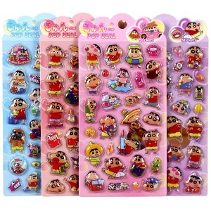 Bandai | 4Pcs/Set Crayon Shin-chan 3D Embossed Stickers Waterproof Resin Drop Anime Decals for Diary Phone Case & Kids Reward Gifts