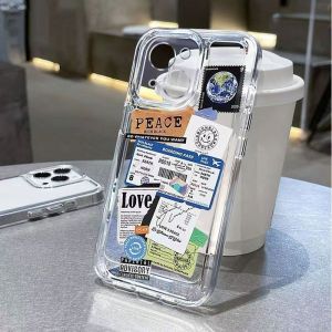 💗Internet celebrity trend+In stock+COD Ins style flight ticket suitable for 14 Promax non collision phone case iPhone 13 couple customized case 12 transparent XR all inclusive 8 plus niche luxury 11 new mens model