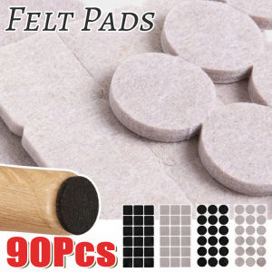 90Pcs Self Adhesive Felt Chair Leg Pads Non-slip Round Square Table Legs Sticker Non-Noise Non-Scratch Floor Protector Furniture Bumper Damper Cover