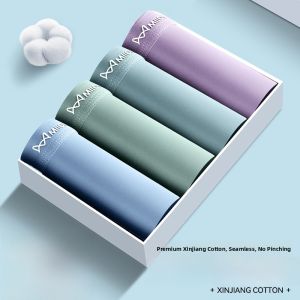 miiow | Mens Cotton Underwear Boxer Briefs Summer Thin Anti-bacterial Breathable Flat Angle Shorts Comfortable Sporty Mid-waist Briefs