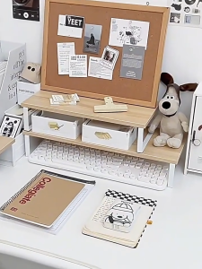SG Ready Stocks 🇸🇬 Minimalist Desk Setup Stand | Wooden Monitor Shelf | Laptop Display Riser | Office Table Organizer | Work Study Office Home | Versatile | Elegant Clean Design