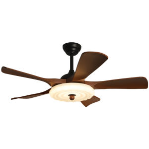 HUIPU ZHAOMING | Retro Walnut Finish Smart Eye-Protecting Ceiling Fan Light