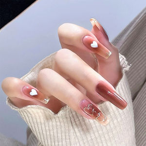 Talao 24PCS Fake Nails Set With Glue French Nail Art False Finger Nail Fake