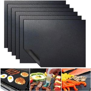 5Pcs Boxed 33X40X0.2mm BBQ Barbecue Mat Oven Mat High Temperature Resistant Non-stick Barbecue Mat Baking Paper BBQ Accessories