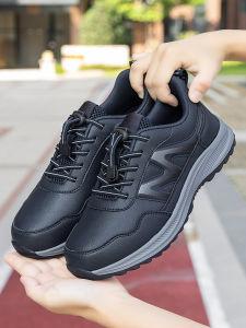 Waterproof Leather Surface Shoes for Men And Women Middle-Aged And Elderly Anti-Slip Soft Bottom Health Walking Sports Shoes