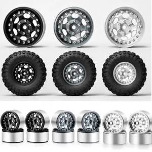 4Pcs 1.9 Inch 30mm Width Aluminum Alloy Beadlock Wheel Rims Hubs for 1/10 RC Crawler Axial SCX10 D90 TRX‑4 Upgrade Parts